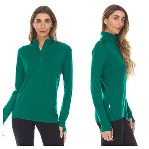 Minus33 100% Merino Midweight 1/4 Zip S Emerald Green #814
